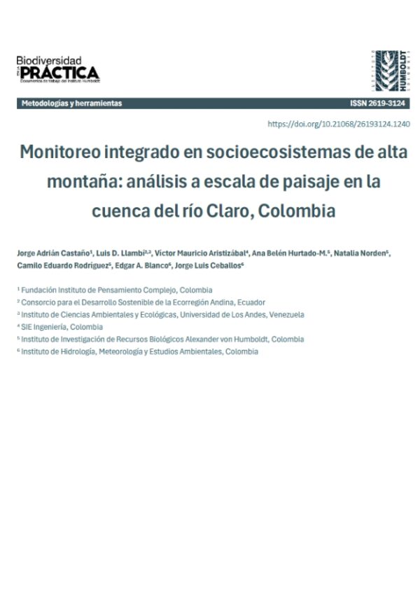Portada Monitoreo integrado socioecosistemas de alta montaña